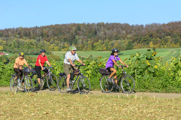 Fototapeta premium Gruppe von Senioren macht eine Radtour