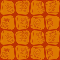 Seamless background with Maya head numerals glyphs for your design