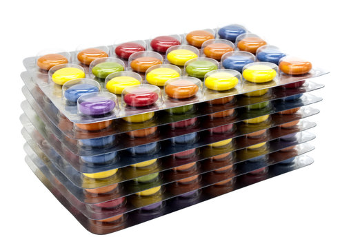 bunte Tablettenpackungen (Blister)