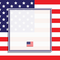 American flag and frame. Vector illustration.