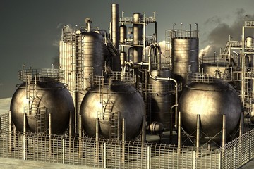 3d render of oil refinery