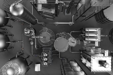3d render of oil refinery