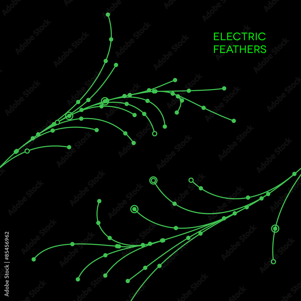 Poster Wire grid feathers made of connected dots