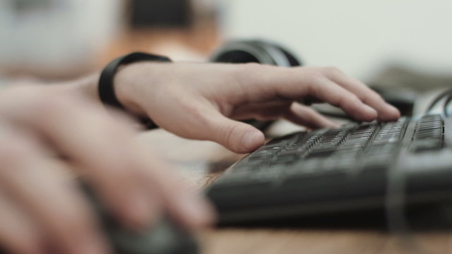 Timelapse of working with a computer, Typing on keyboard, fast motion (1920x1080, hd, high definition, 1080p) beautiful soft focus shot