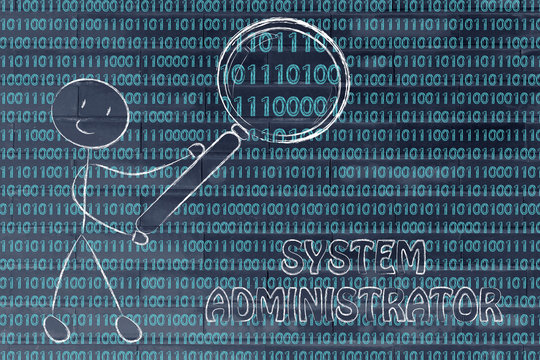 man inspecting binary code, system administrator jobs