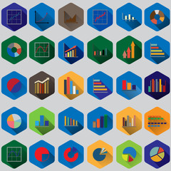 business diagrams and graphics in flat design with long shadows