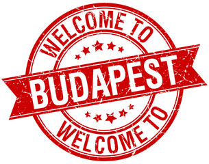 welcome to Budapest red round ribbon stamp
