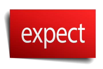 expect red square isolated paper sticker on white