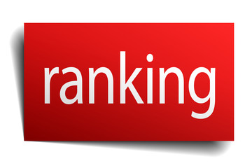 ranking red paper sign on white background