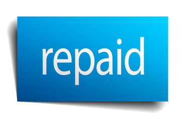 repaid blue paper sticker on white background