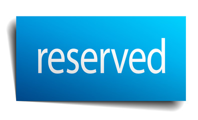 reserved blue paper sign on white background