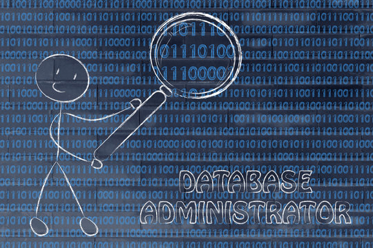 man inspecting binary code, database administrator jobs