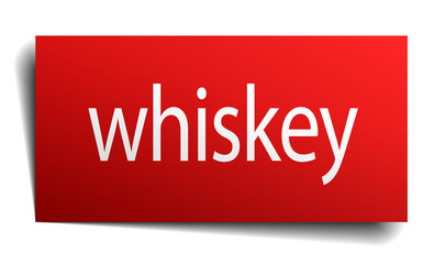 whiskey red square isolated realistic paper sign on white