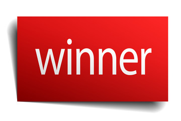 winner red square isolated sticker