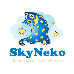 Cartoon cat logo design.