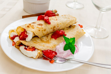 Pancakes with strawberries