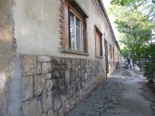 Fototapeta na wymiar Old street of Budapest before renovation, Óbuda Bécsi út
