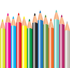 Color pencils set on white background