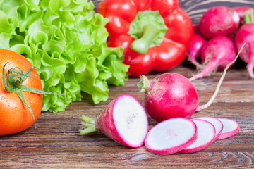 Vegetables on wooden background