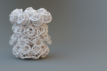 Abstract fractal solid. Loops and twists.
