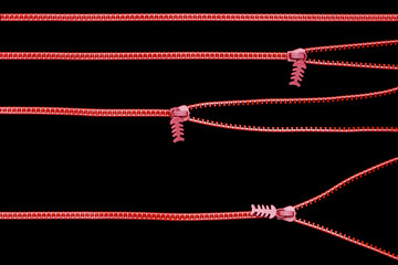 zip and unzip graphic element set with blackground ( red color )