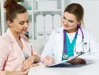 Signing treatment bill or insurance policy concept