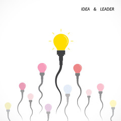 Creative light bulb idea and leader concept. Competition and str