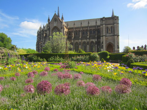 Church And Flower Garden