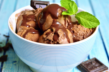 Homemade chocolate ice cream.