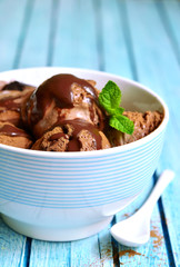Homemade chocolate ice cream.