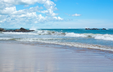 Beautiful waves on paradise beach in Southern Province, Sri Lanka, Asia in December.
