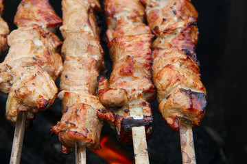 The shish kebab on skewers