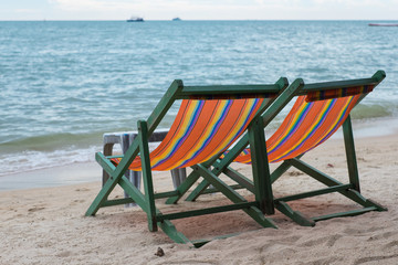 Beach chairs at Pattaya beach