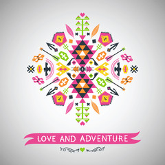 Vector colorful decorative element on native ethnic style