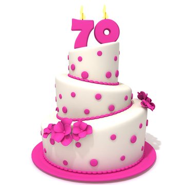 Birthday cake with number seventy 