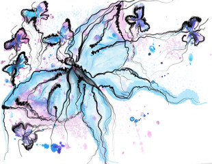 Obraz na płótnie Canvas butterfly in watercolor