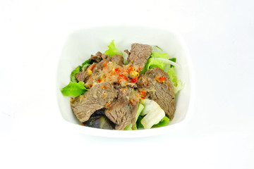 Japanese Salad -  lettuce and meat with Japanese salad sauce