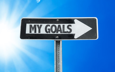My Goals direction sign with a beautiful day
