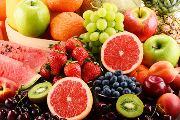 Composition with assorted fruits