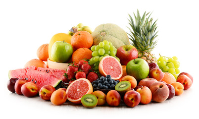 Naklejka na ściany i meble Composition with assorted fruits isolated on white