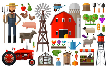 Farm in village vector logo design template. harvest, gardening