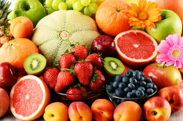 Composition with assorted fruits
