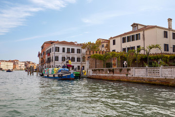 Classic view of Venice with canal and old buildings, Italy