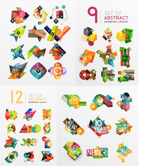 Mega collection of paper graphic banners, labels
