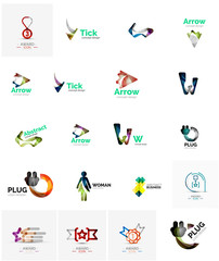 Logo collection, abstract geometric business icon set