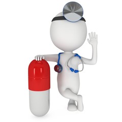 Obraz na płótnie Canvas Doc and pill capsule greeting