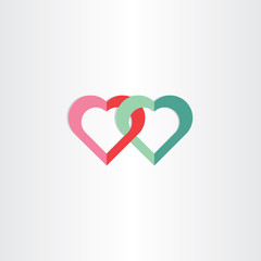 two green and red hearts symbol