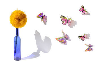 Sunflower and Butterfly Abstraction