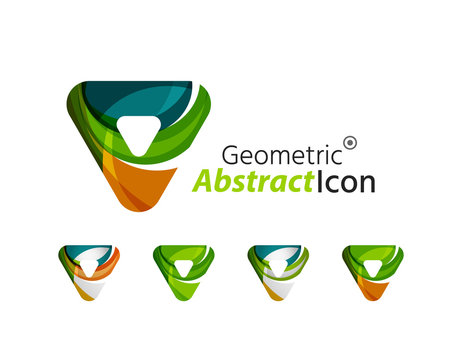 Set of abstract geometric company logo triangles, arrows