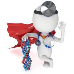 Superhero Doctor with DNA chain